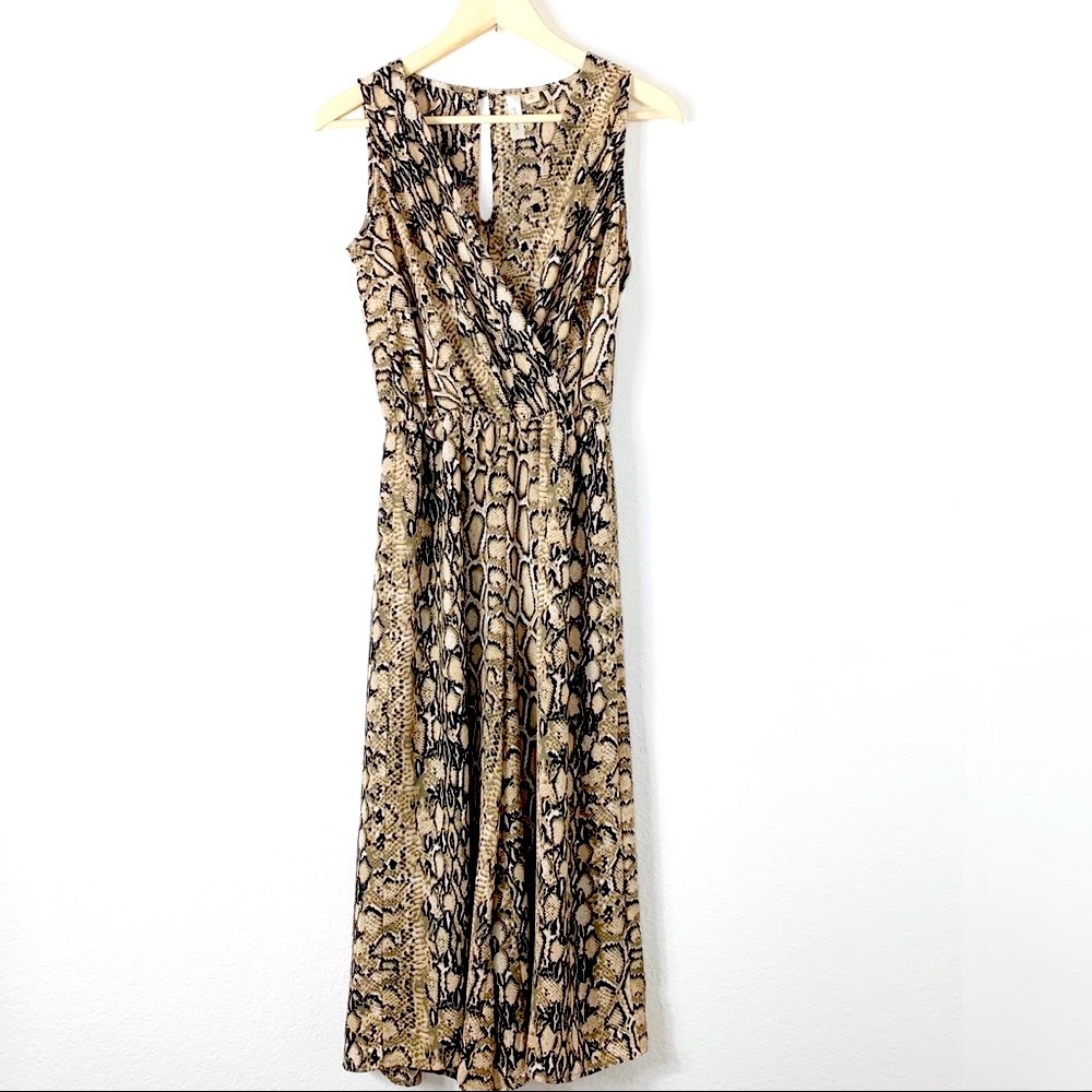 Tacera Animal Print Crop Jumpsuit Sm NWOT